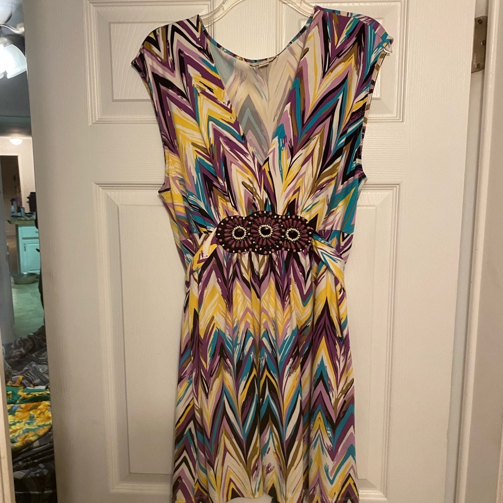 ECI Multicolor Chevron Blouse with Belt
